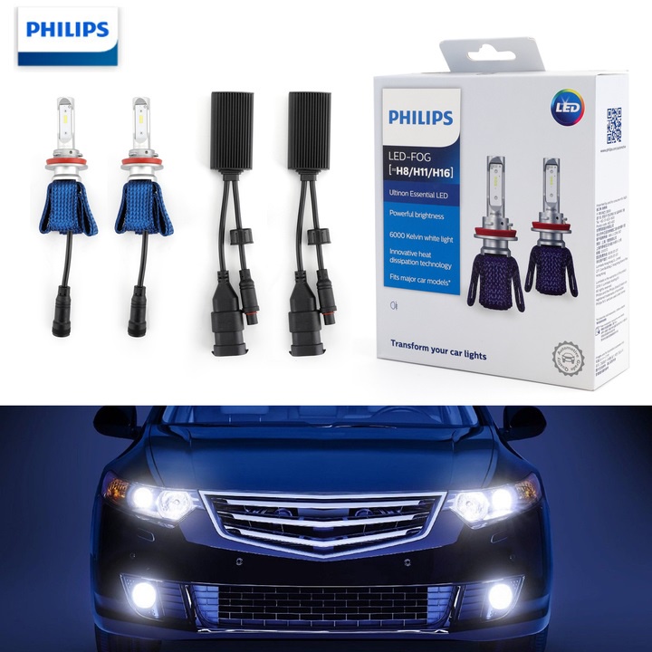 Bóng đèn pha Philips Led siêu sáng 6000K H8/H11/H16 - Công suất 16W - Điện áp: 12V