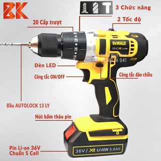 Máy Khoan Dewalt 36V-  3 Chức Năng,pin 5cell