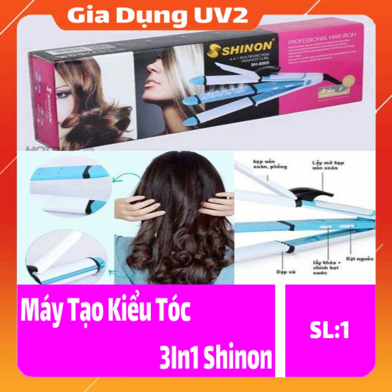 Máy uốn duỗi bấm 3 in 1  kẹp uốn duỗi tóc mini giúp duỗi uốn thẳng tóc đa năng chính hãng