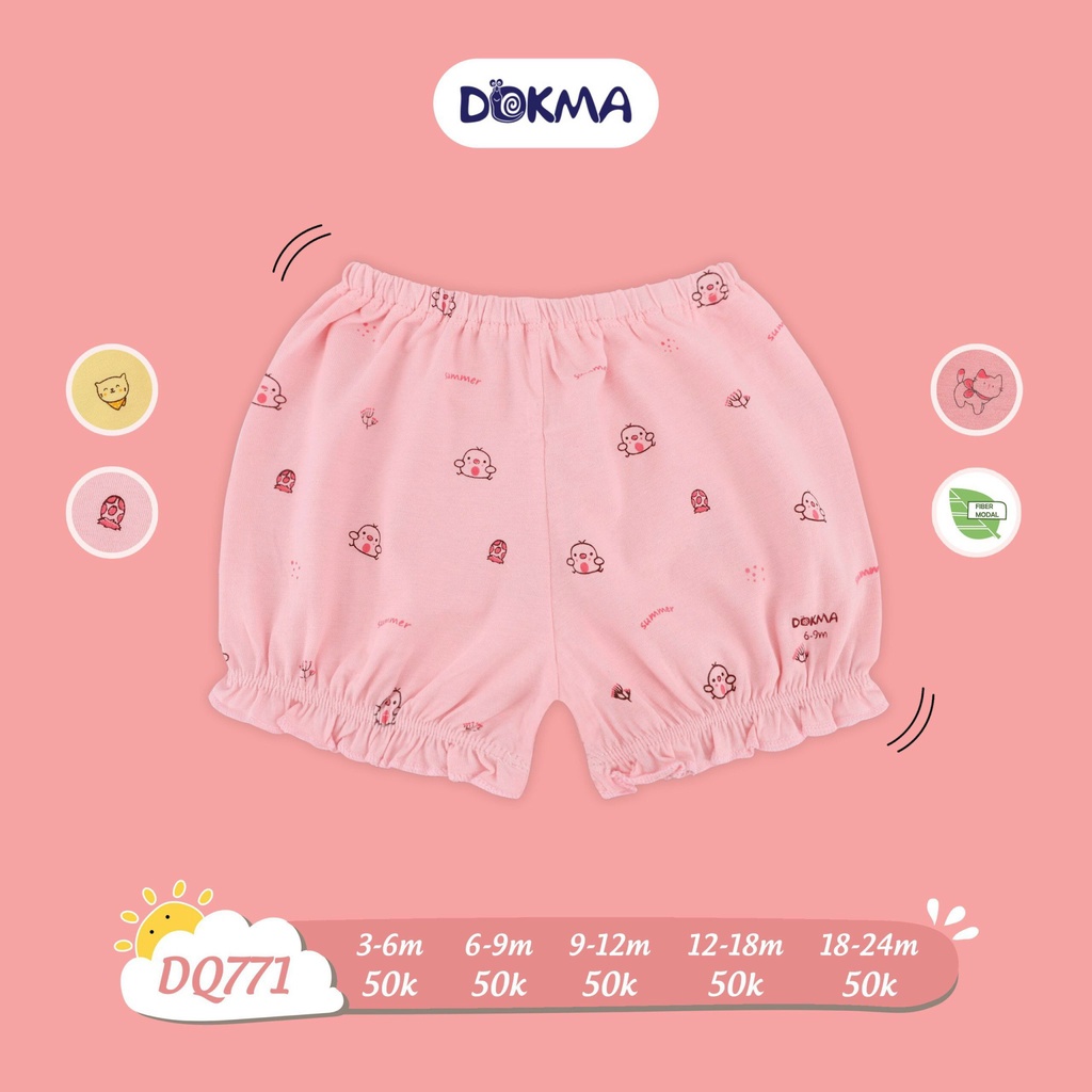 DQ771 Quần đùi bé gái nhún gấu modal Dokma (6-24M)