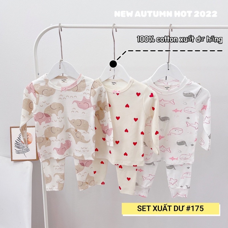 Sét 3 bộ dài tay cotton xuất dư cho bé