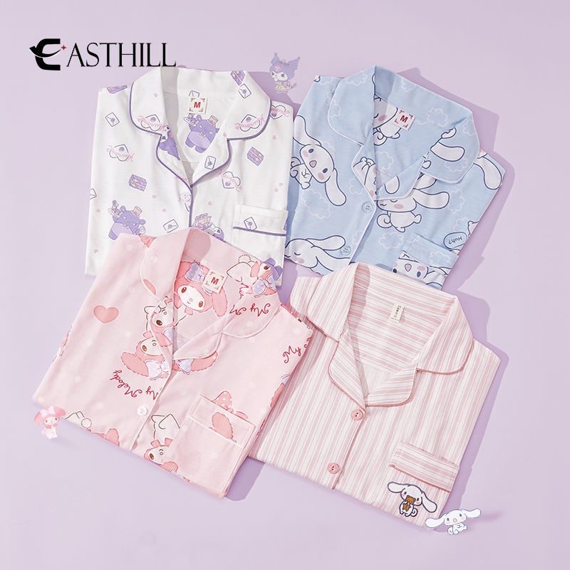 SANRIO Bộ Đồ Ngủ Tay Ngắn In Hình Cinnamoroll Dễ Thương Thời Trang Mùa Hè 2022 Dành Cho Nữ