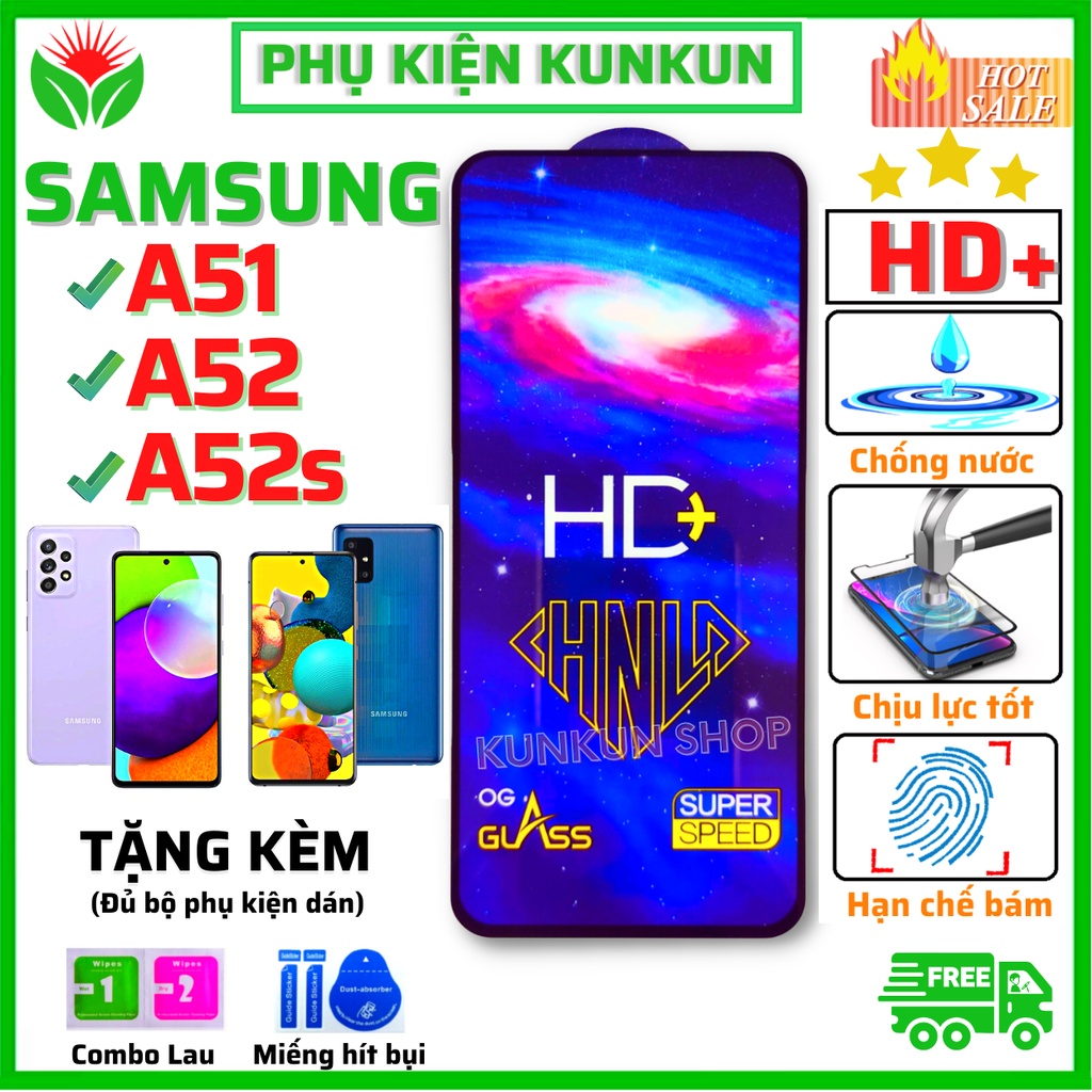 Kính cường lực Samsung A51 / A52 5G / A52s 5G - Dán Full màn hình - Độ cứng 99H - Độ trong suốt cực cao HD+