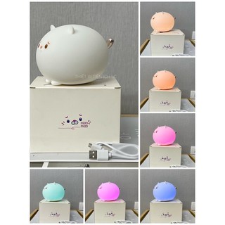 Đèn Ngủ Silicon, Đèn Ngủ Cảm Ứng MÈO MẬP Dễ Thương, Mềm Mại Đổi 7 Màu Theo Ý Thích