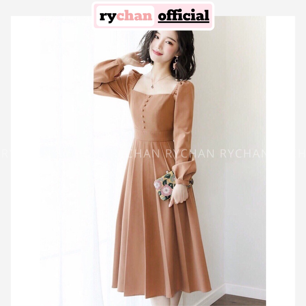 [ẢNH THẬT CUỐI] DM484 - Đầm Maxi Cổ Vuông Phối Nút Bọc Nhiều Màu