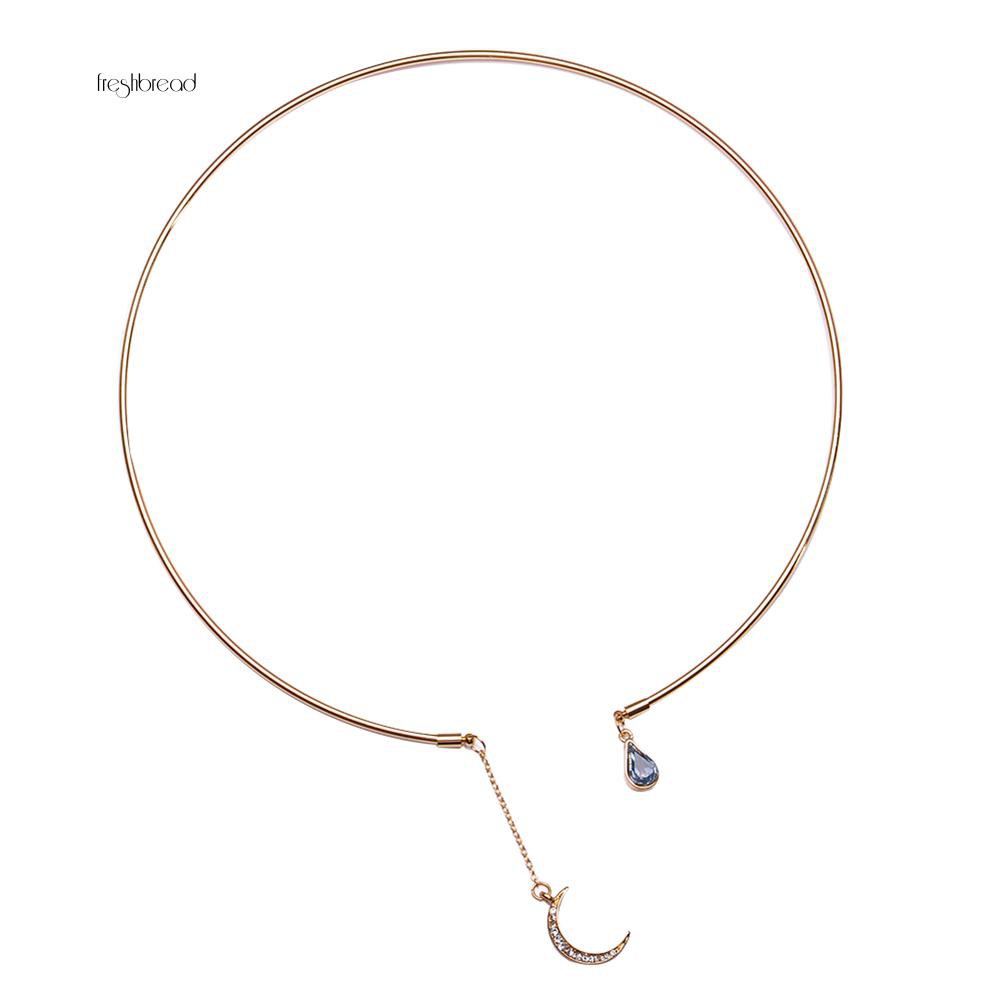 Vòng cổ choker hình mặt trăng đính đá phong cách thanh lịch dành cho nữ