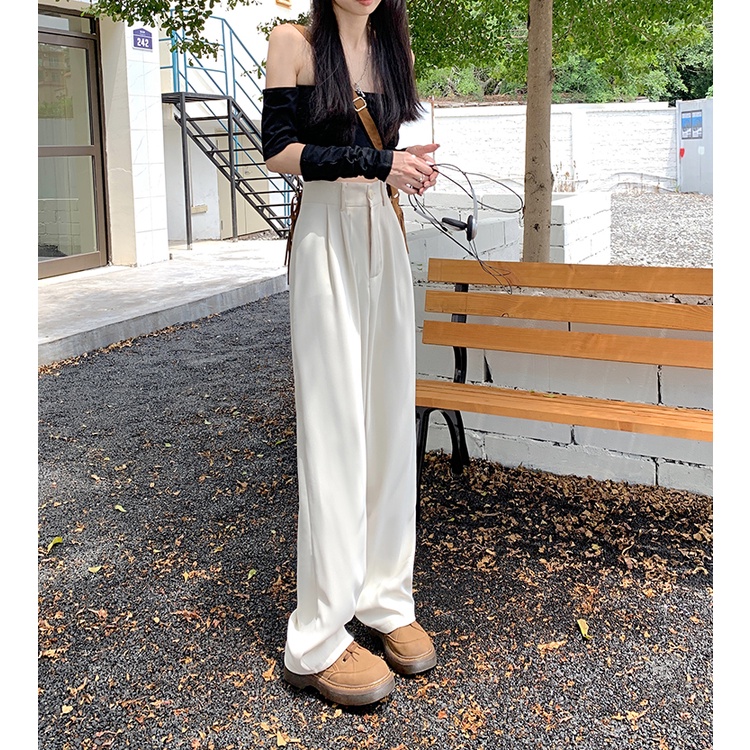 Quần ống rộng Lưng Cao Phong Cách Hàn Quốc Dành Cho Nữ