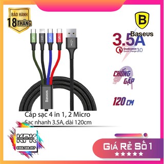 Cáp sạc đa năng 4 trong 1 Baseus Rapid Series cho iPhone/ iPad, Smartphone & Tablet Android
