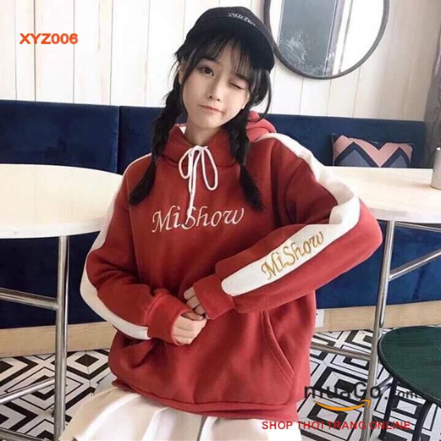 Áo khoác hoodie nỉ sọc tay thêu, áo khoác nỉ có nón, ÁO KHOÁC FORM CÓ NÓN màu đỏ, trắng, đen, xanh lá- XYZ006