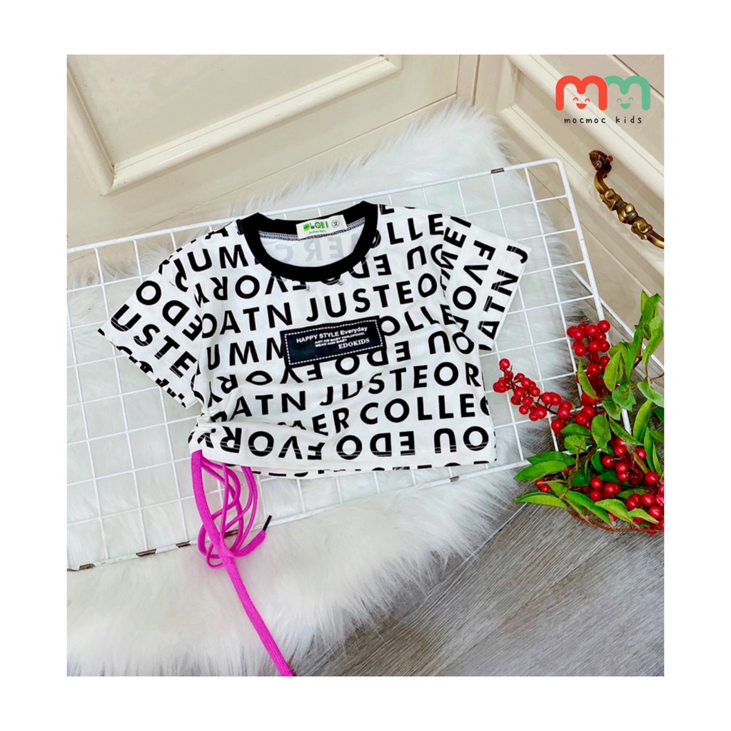 Áo croptop bé gái size đại dây rút cá tính thun cotton cao cấp mềm mịn mát cho bé 25kg đến 45kg