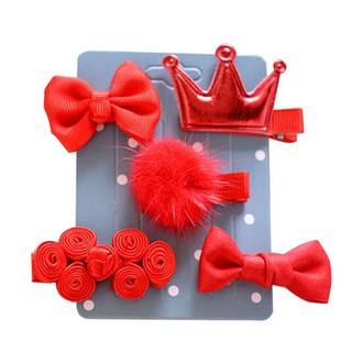 SET KẸP TÓC 5 MÓN MÀU ĐỎ