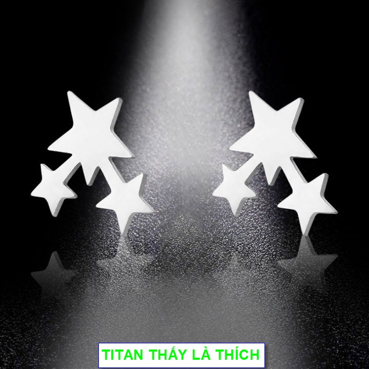 Bông tai hình ngôi sao nữ titan xinh xắn - Hàng titan vàng trắng sáng bóng đẹp - Cam kết 1 đổi 1 nếu đen và gỉ sét