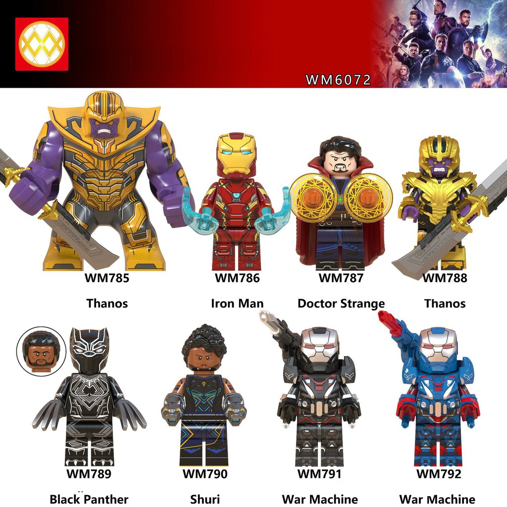 Minifigures Marvel DC Các Mẫu Nhân Vật Thanos Ironman Black Panther War Machine Doctor Stranger WM6072