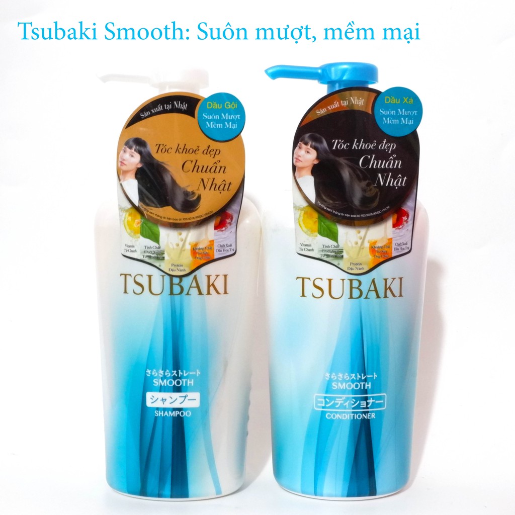 Combo dầu gội và xả TSUBAKI chuẩn Nhật siêu cấp ẩm và phục hồi tóc hư tổn 450ML
