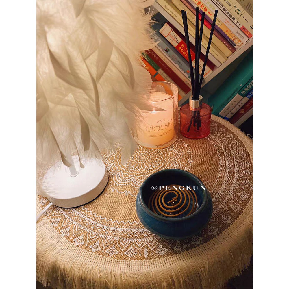 Tấm Lót Bàn Ăn Bằng Vải Lanh cotton Dày Cách Nhiệt Phối Tua Rua Phong Cách Moroccan Bắc Âu