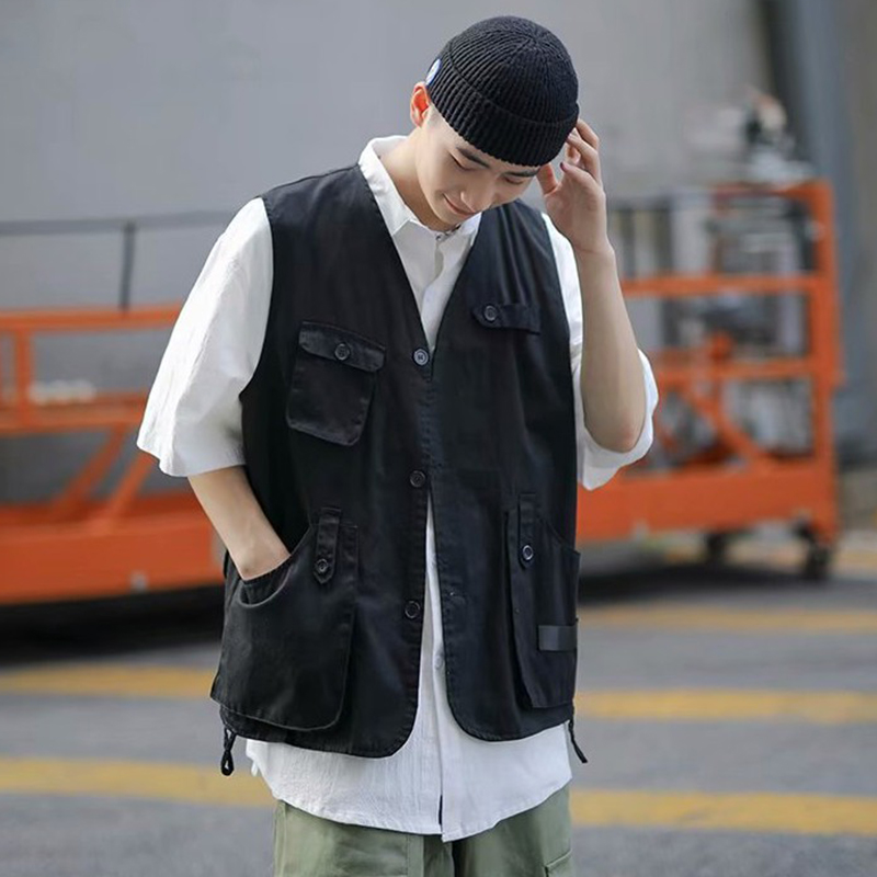 Military Multiple Pockets Cargo Vest Hip Hop Vest Men Dad Core Vest Sleeveless Jacket Gilet Men's Vest Streetwear | BigBuy360 - bigbuy360.vn