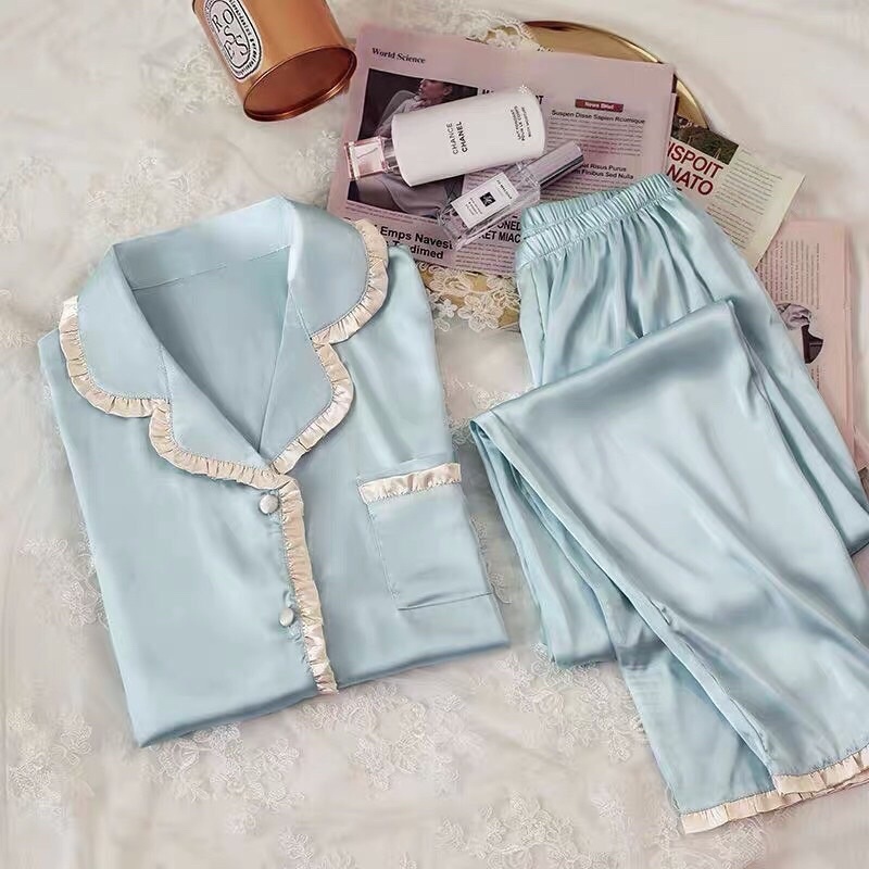 Bộ lụa viền bèo 4 màu