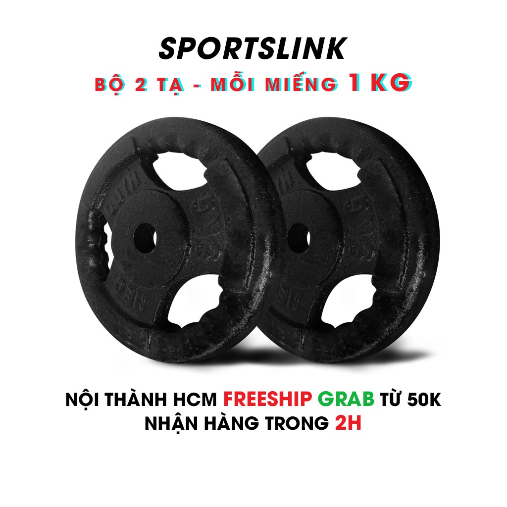 [ FREESHIP ] Bộ 2 tạ miếng gang 1kg Sportslink (Đen)