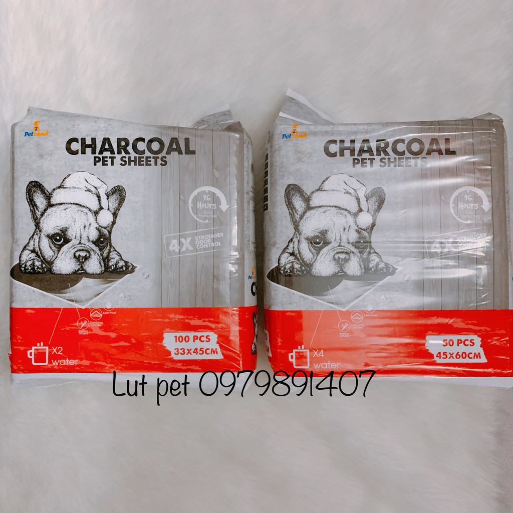 Tã bỉm miếng lót vệ sinh than hoạt tính cho chó mèo khử mùi Charcoal - 100 miếng (33x45) - lutpet