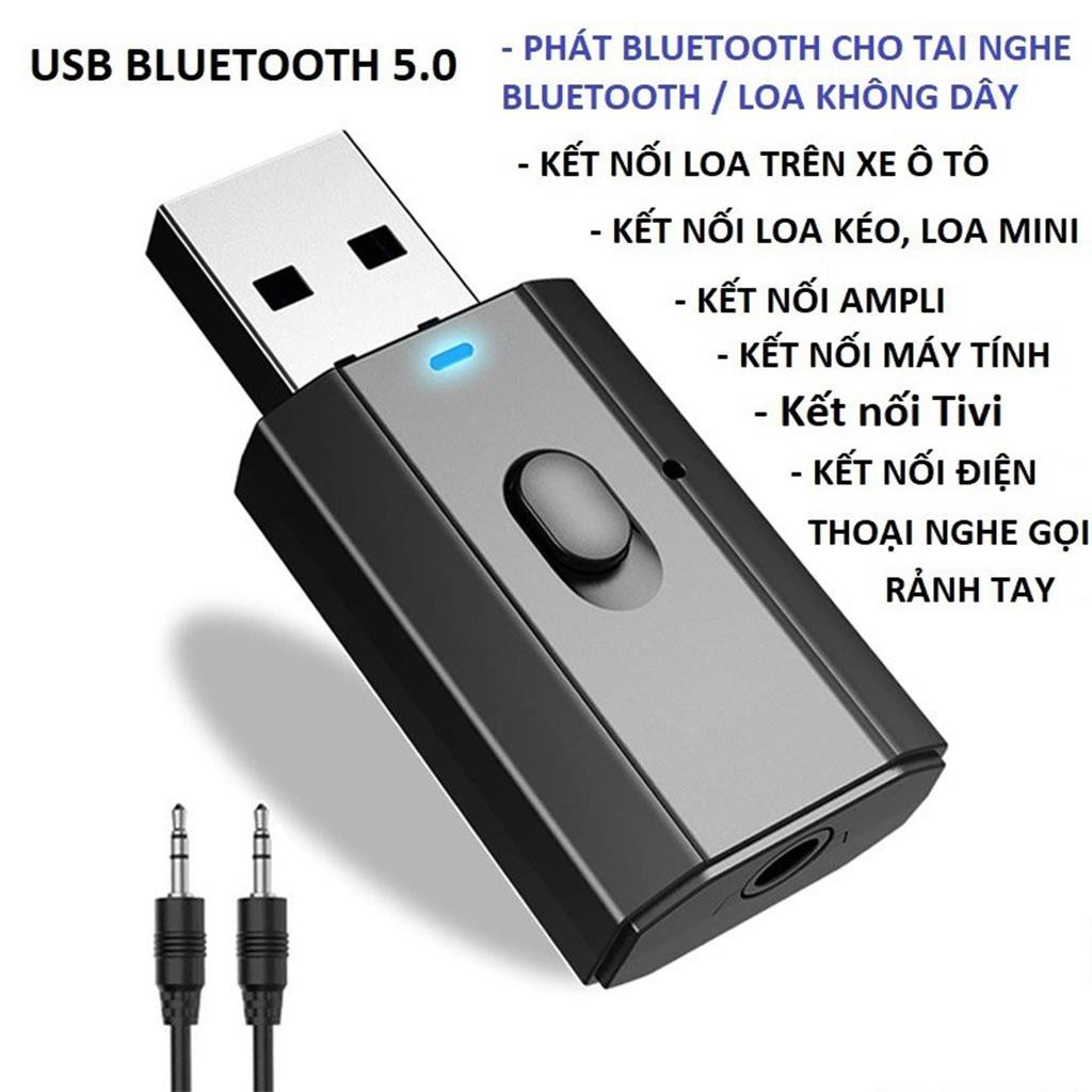 Thiết bị thu phát âm thanh Usb bluetooth 5.0 âm thanh đa chức năng jack 3.5mm cho loa, ô tô ,tai nghe bluetooth -dc4488
