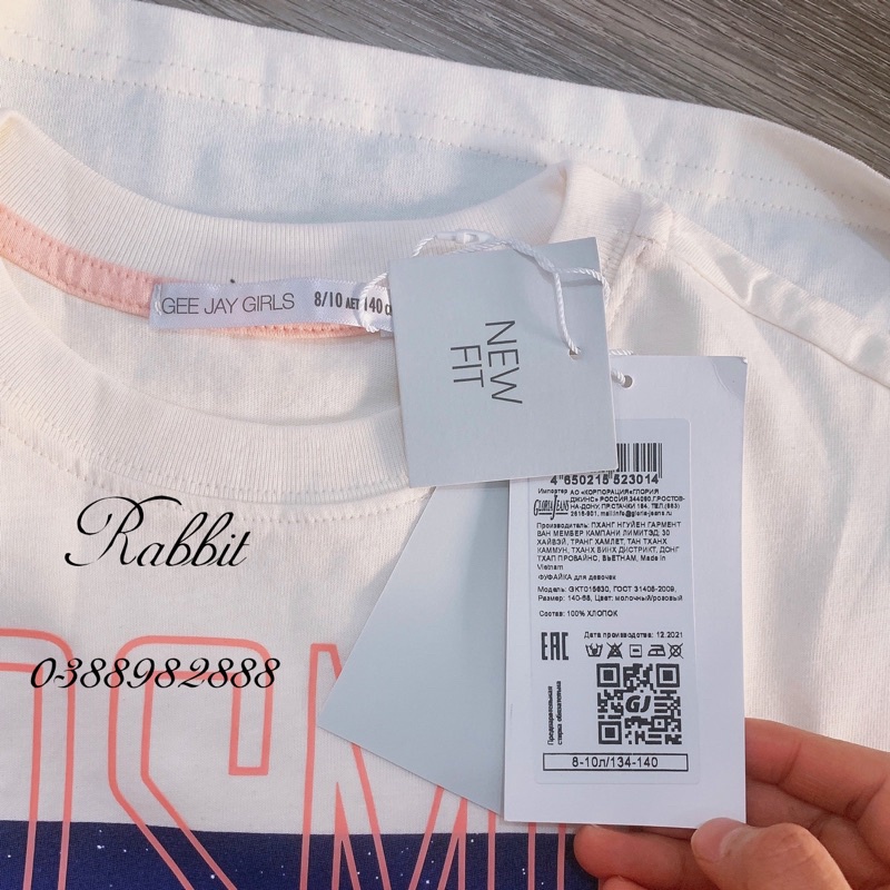 Áo cotton Geejay bé gái sz đại