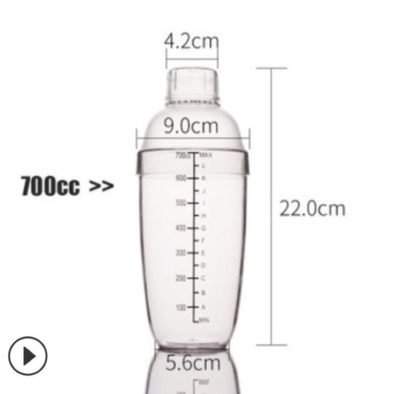 [KHO SỈ] Bình lắc shaker pha chế nhựa chia vạch 350ml-500ml-700ml-1000ml