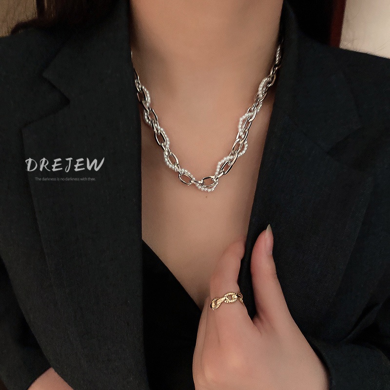 DREJEW Dây Chuyền Đính Ngọc Trai Phong Cách Âu Mỹ Đơn Giản Thời Trang