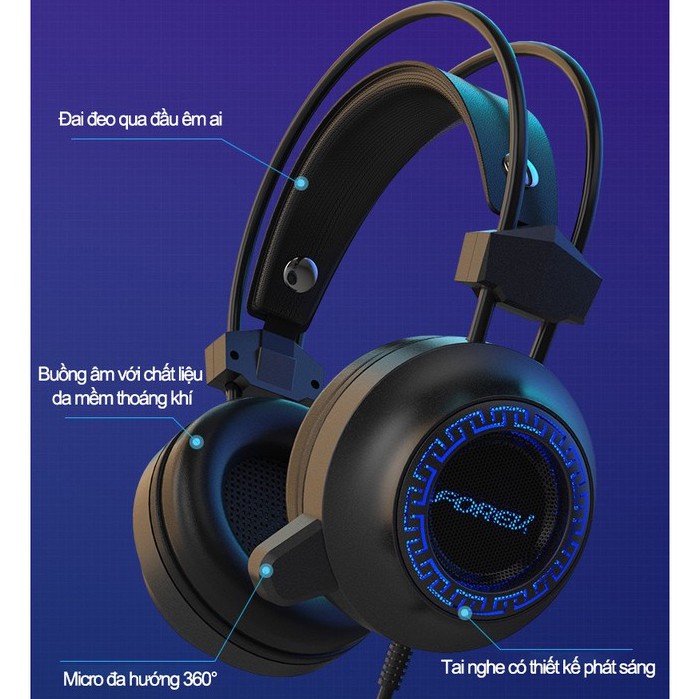Tai Nghe Game Thủ FOREV FV-G93 Chụp Tai Chống Ồn Chống Nhiễu Âm - Đèn LED RGB - Âm Thanh HD