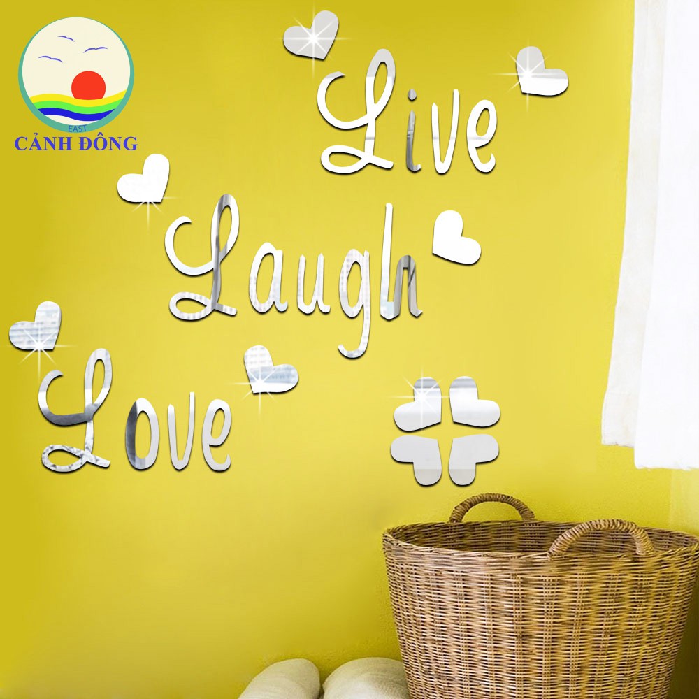 Giấy dán tường chữ LIVE LAUGH LOVE sang trọng kiểu gương