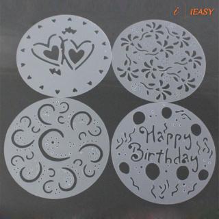 IE❤4x DIY Cake Decorating Flowers Heart Printed Pattern Stencil Designs Baking Tool