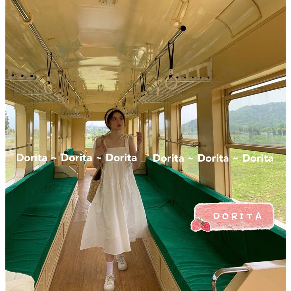 Váy babydoll hai dây buộc nơ vai, Đầm hai dây bản to dáng dài - Dorita Boutique | BigBuy360 - bigbuy360.vn