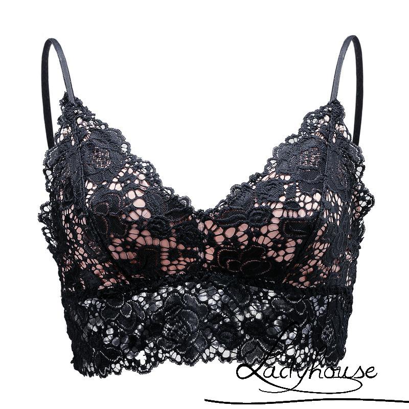 Áo bra 2 dây có đệm ngực phối ren hoa có thể điều chỉnh thời trang cho nữ