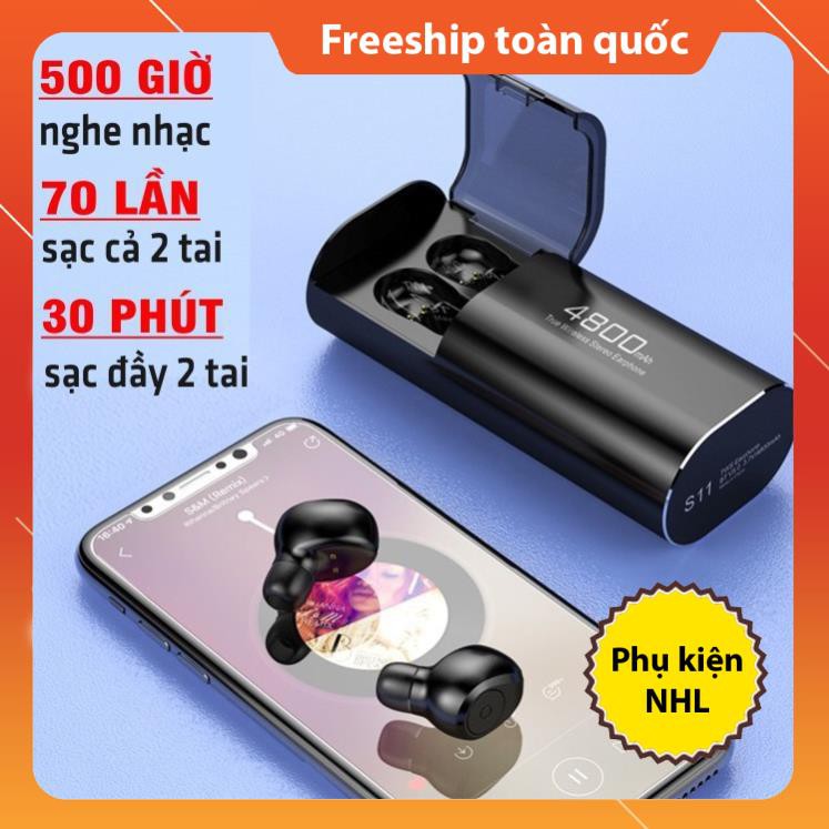 Tai nghe bluetooth không dây kiêm sạc dự phòng 4800 mAh S11 bản mới nhất 2020 chông nước nghe siêu hay