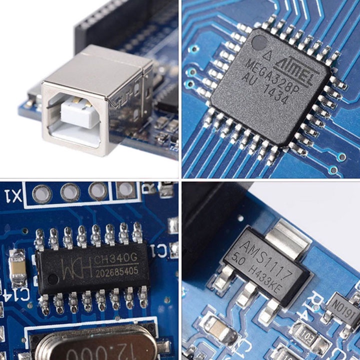Mạch Arduino UNO R3 ATMEGA16U2 Chip Dán - Tặng Kèm Cáp Nạp Code