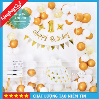 Set Bóng Sinh Nhật Happy Birthday Tông Vàng Sang Trọng, Trang Trí Sinh Nhật Tiệc Thôi Nôi Đầy Tháng Cho Bé ⚡SALE⚡