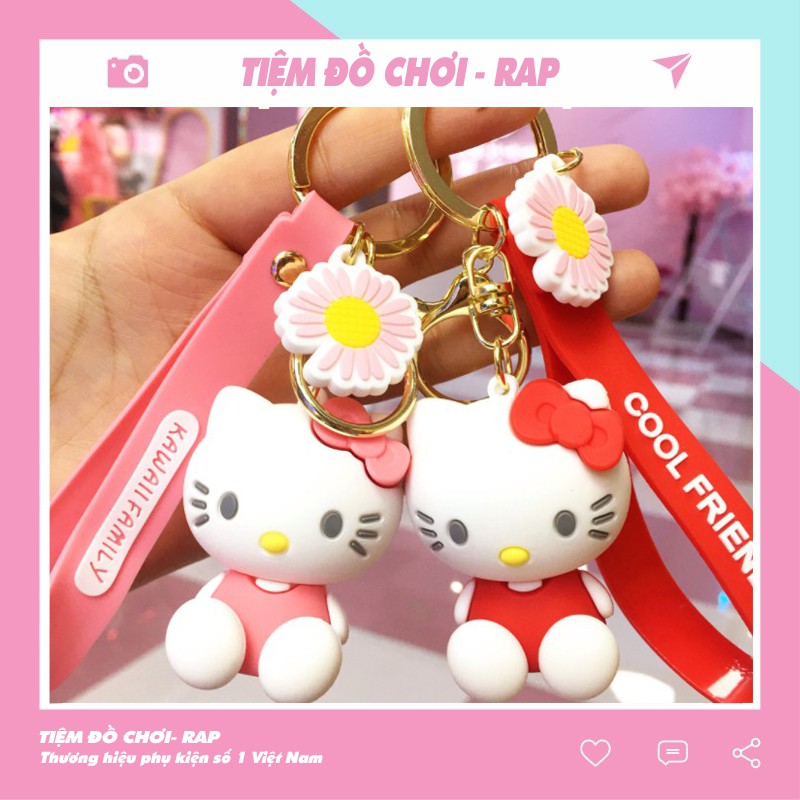 Móc khóa, móc túi Mèo Hello Kitty cute dễ thương nhiều màu dùng làm quà tặng, dây treo balo, túi xách, ví cầm tay - Ráp