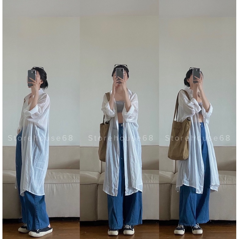Áo khoác sơ mi trắng