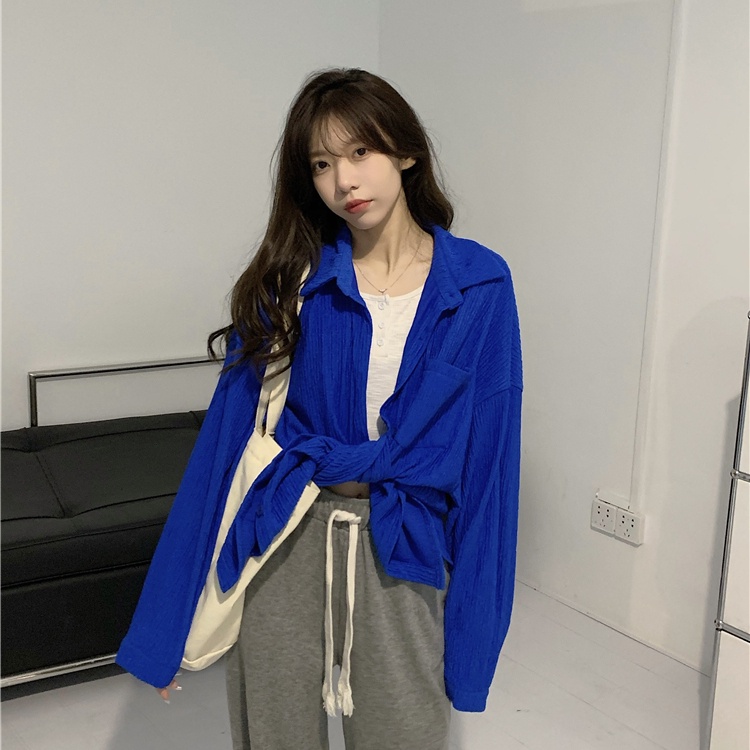 SUXI Áo Sơ Mi Nữ Tay Dài Dáng Rộng Phong Cách Vintage Hàn Quốc