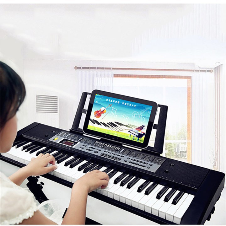 Đàn Piano điện tử 61 phím Đàn Organ cho người mới học âm thanh hya nhiều phím chức năng có kèm mic sạc giá đỡ nhạc lý