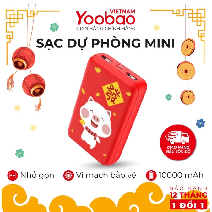Pin Sạc dự phòng Yoobao mini 10000mAh P10W - Hãng chính hãng