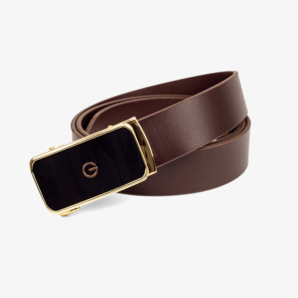 Dây lưng nam da bò nguyên tấm màu nâu L111 cao cấp-khóa tự động nhiều mặt lựa chọn