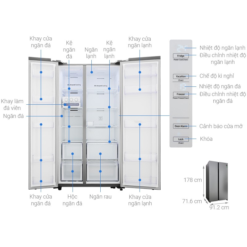 [ VẬN CHUYỂN MIỄN PHÍ KHU VỰC HÀ NỘI ] Tủ lạnh Samsung side by side RS62R5001M9/SV