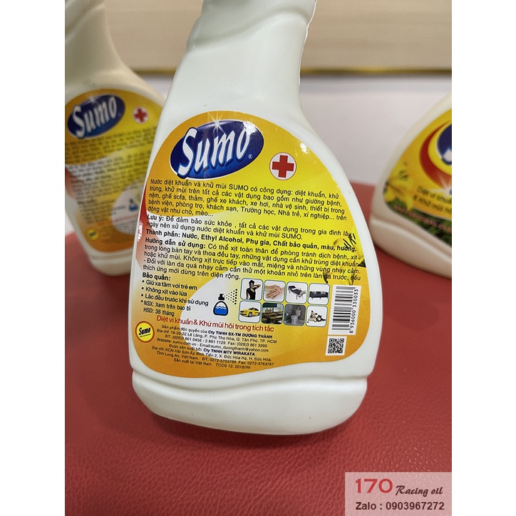 (HCM) Chai Xịt Diệt Khuẩn &amp; Khử Mùi Hôi Trong Tích Tắc SUMO Dung Tích 500 ML