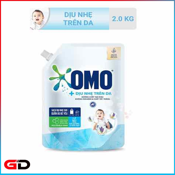 Nước giặt OMO MATIC dịu nhẹ trên da 2kg hương nha đam