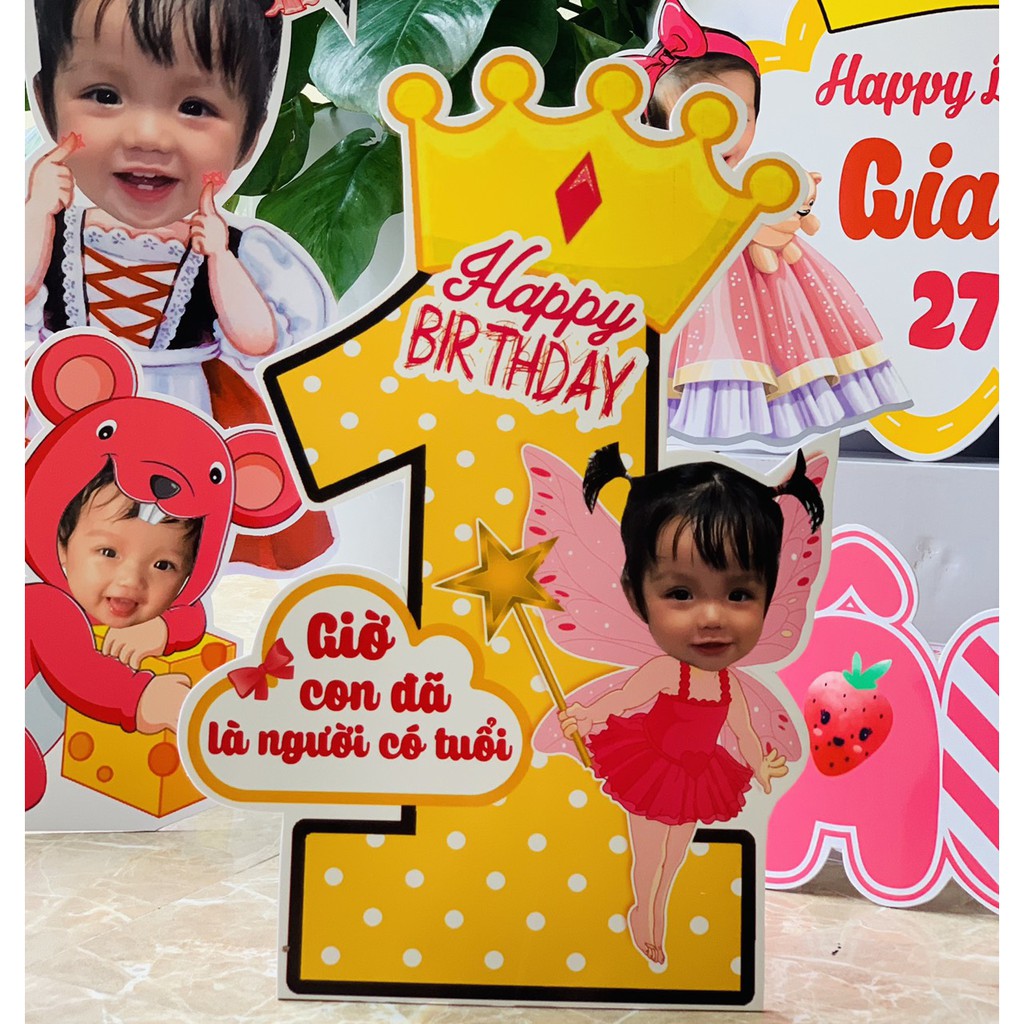 Chibi Số tuổi BÉ GÁI ⚡️CHÈN TÊN VÀ CHIBI BÉ⚡️bé để bàn cao 45cm