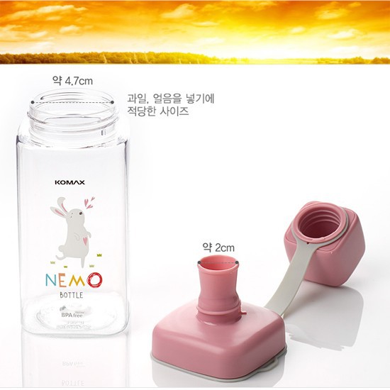 Bình nước Komax Hàn Quốc 430ml 20170 Nhựa Tritan kiểu dàng tiện lợi nhiệt độ từ -20 độ C đến 106 độ C