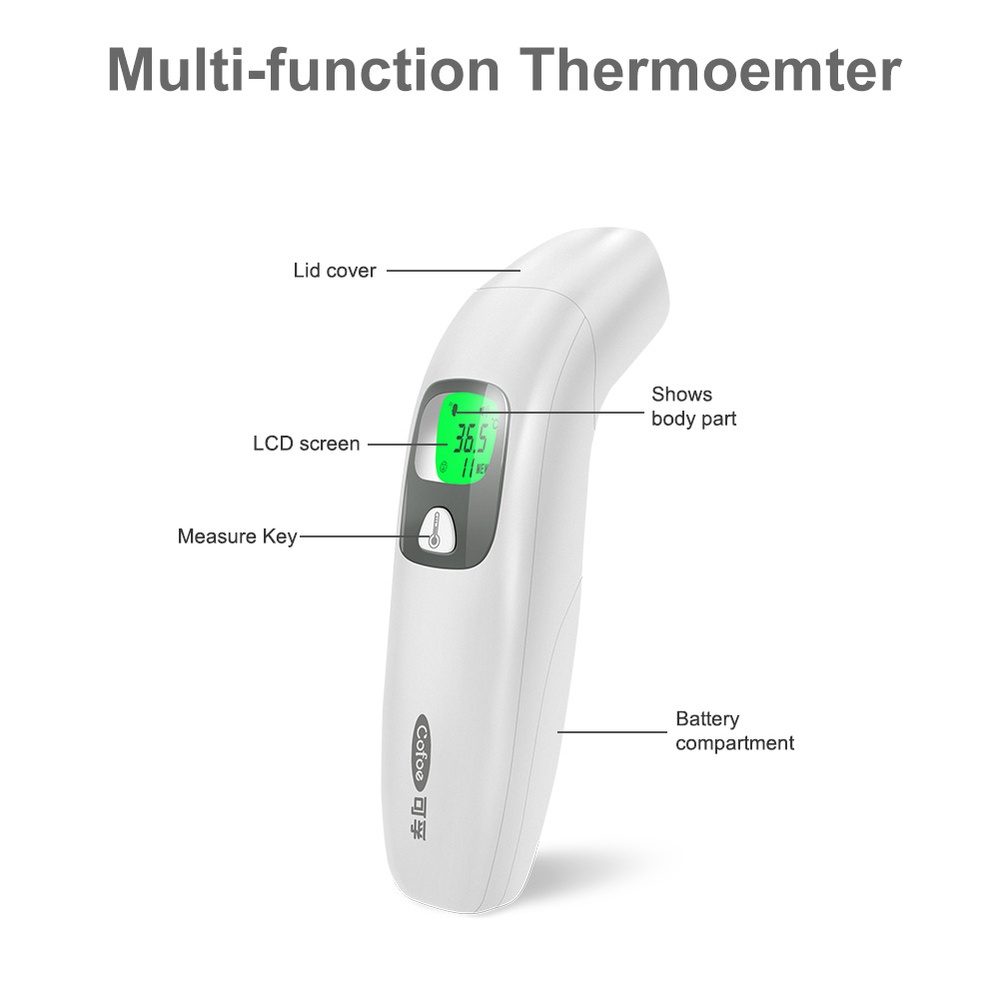 Nhiệt Kế Hồng Ngoại Cofoe 3 Trong 1 Thiết Kế Màn Hình LCD 3 Màu Đèn Nền Đa Năng Có Thể Dùng Cho Em Bé