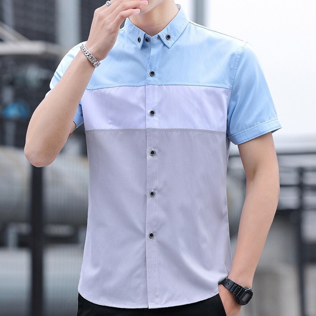 Áo sơ mi nam ngắn tay phối 3 màu tone Pastel Thời trang nam tính Top Fashion Shop | BigBuy360 - bigbuy360.vn