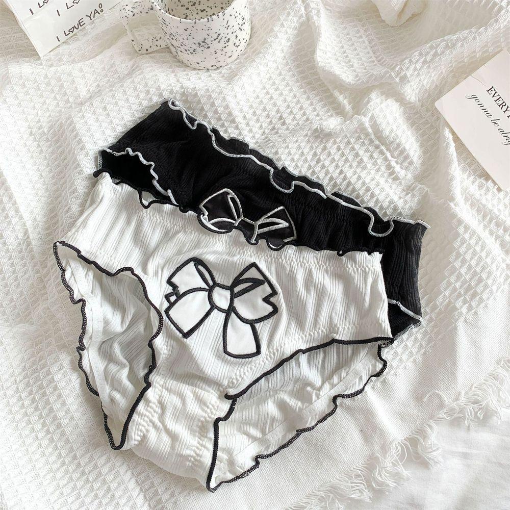 OCEANMAP Quần Lót Cotton Phối Bèo Thoáng Khí Phong Cách Lolita Cho Nữ