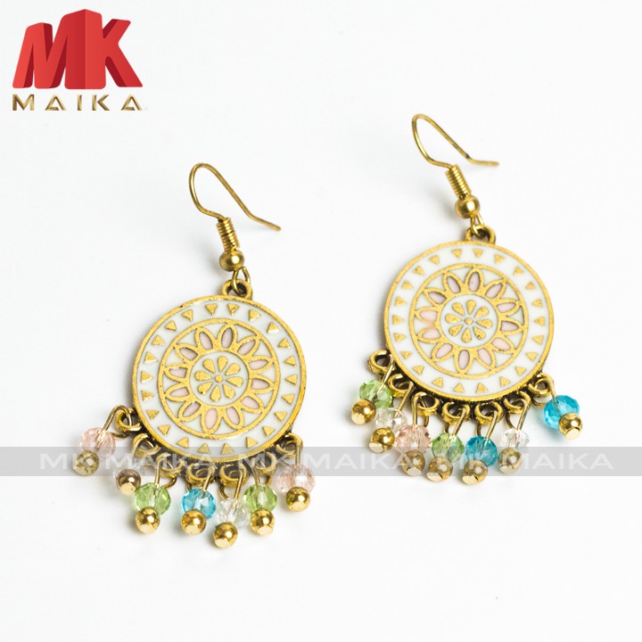 Khuyên Tai Dạng Hạt Vintage MK MAIKA Mẫu Dài MKKT114, khuyên tai thời trang độc đáo, phong cách retro, phù hợp đi biển